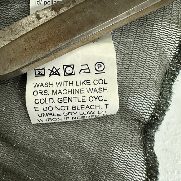 Dazy Womens Mesh Cropped Top Size M Gray Sparkle Twist Front Sheer Festival - Picture 4 of 7